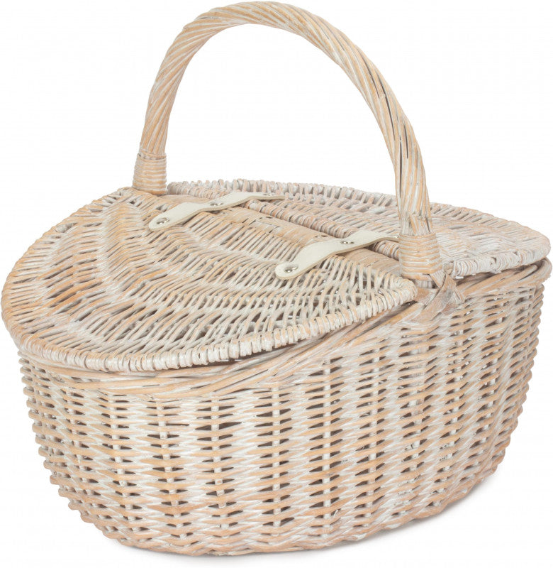 WHITE WASH FINISH OVAL PICNIC - UNLINED