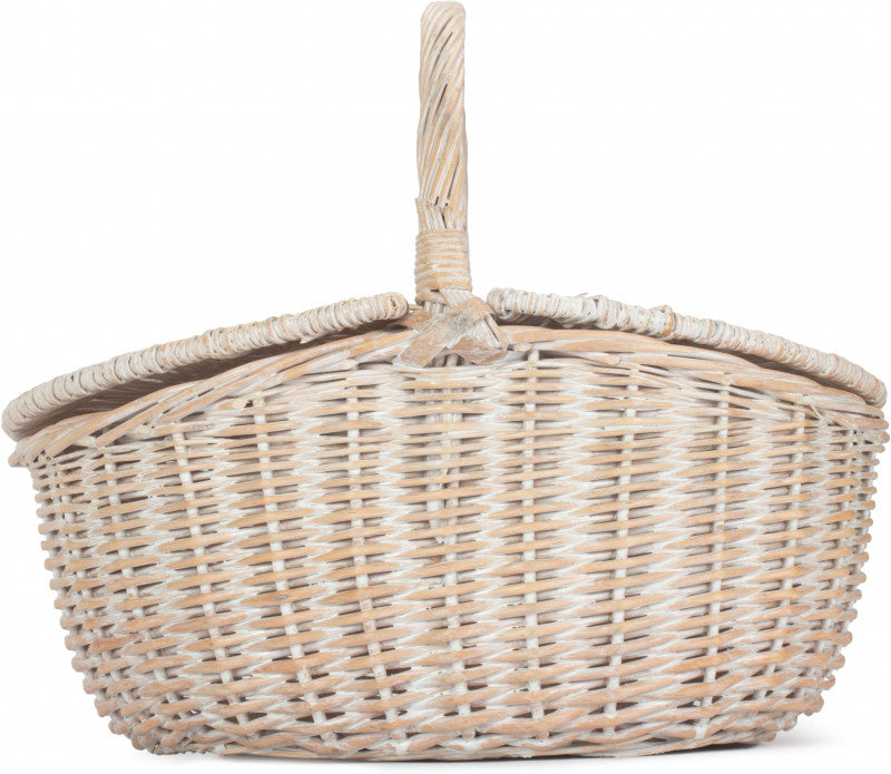 WHITE WASH FINISH OVAL PICNIC - UNLINED