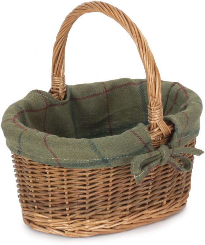 CHILD'S COUNTRY OVAL SHOPPER with GREEN TWEED LINING