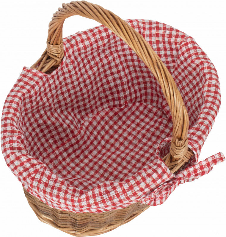CHILD'S COUNTRY OVAL SHOPPER with RED & WHITE CHECKED LINING