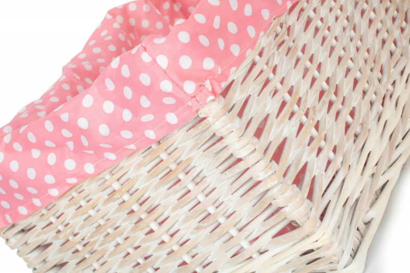LARGE PINK SPOTTY LINED STORAGE BASKET