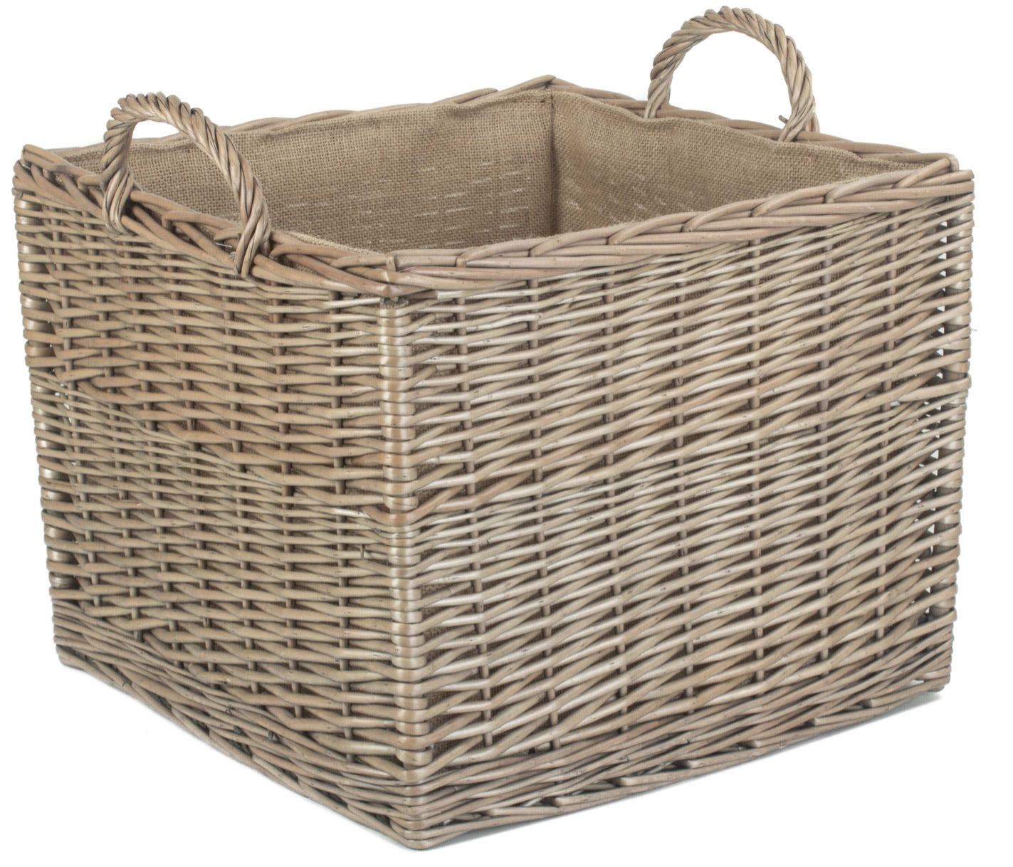 Large Square Lined Wicker Log Basket