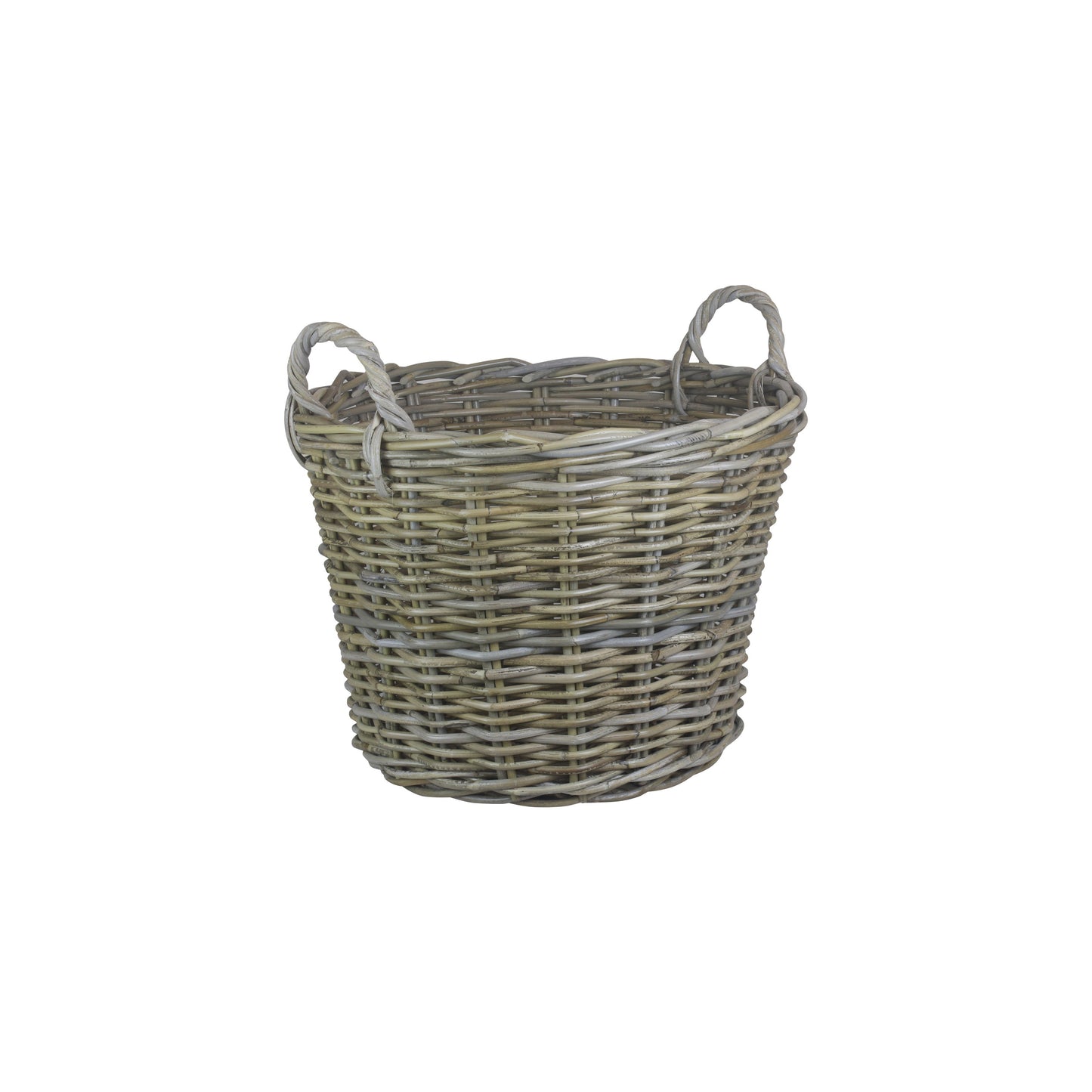 Round Grey Rattan Log Basket