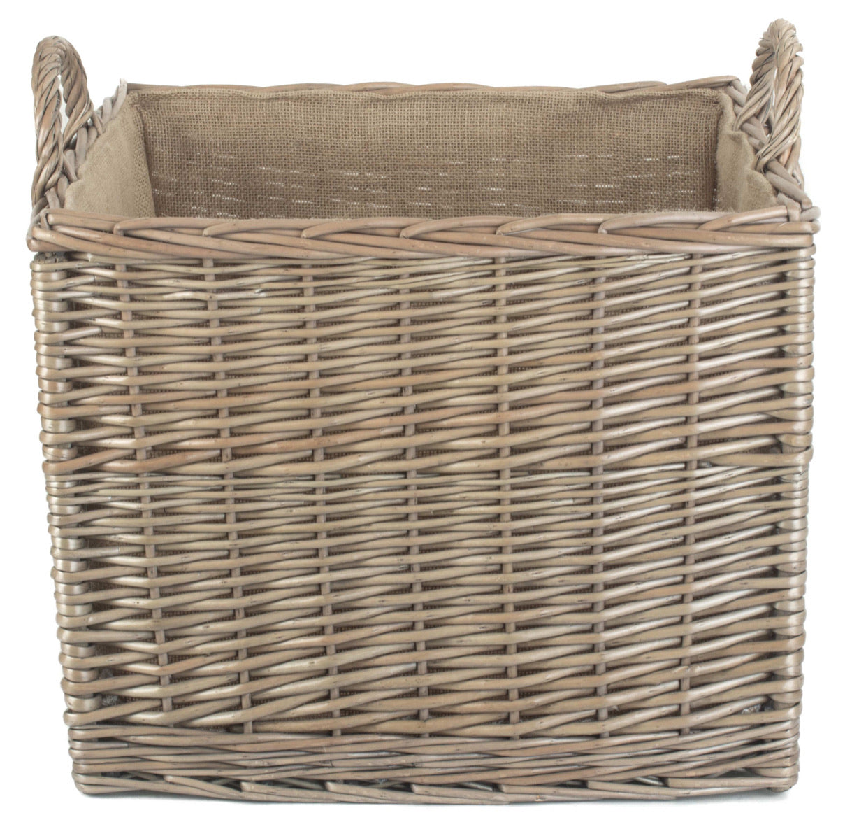 Large Square Lined Wicker Log Basket