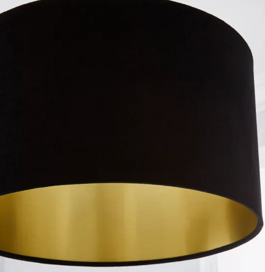 Clara Lampshade - Black Velvet with Gold Interior 40cm