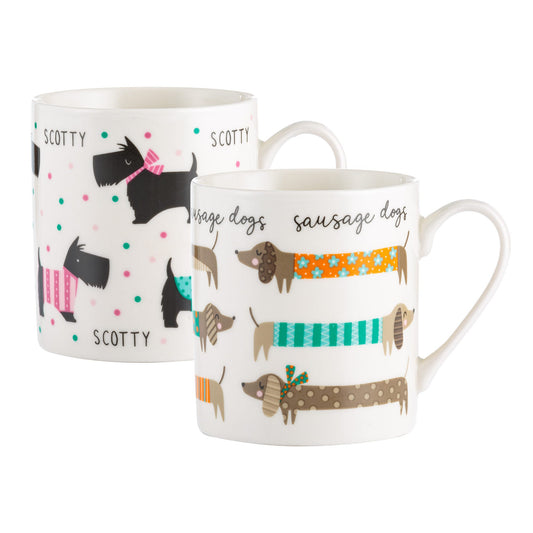 Price & Kensington Sausage & Scotty Assorted Fine China Mugs - 2 Designs