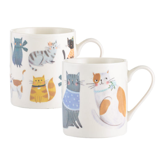 Price & Kensington Cosy Cats Assorted Fine China Mugs - 2 designs