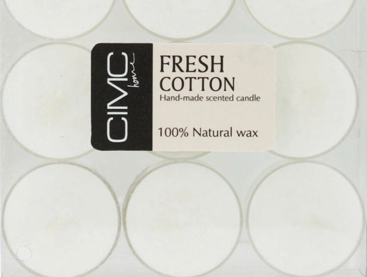 Fresh Cotton Scented tea light Candle Set 100% Organic Wax - Pack of 9