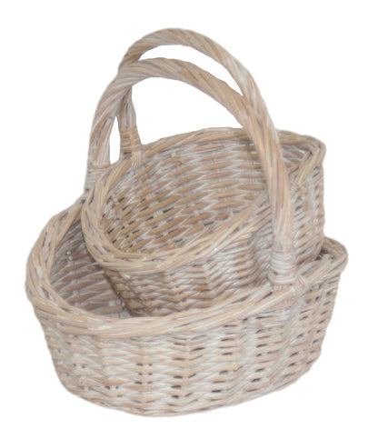 Child’s White Wash Shoppers - Set of 2 baskets