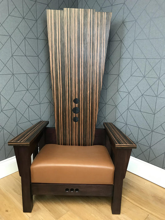 Handmade Throne Chair in Ash and Macassar Ebony Wood