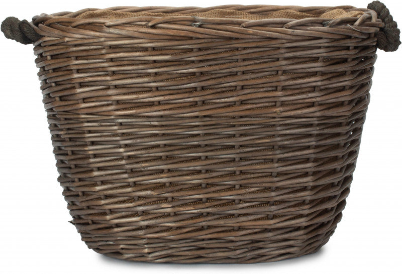 Small Antique Wash Oval Log Basket