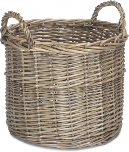 Medium Round Straight-Sided Wicker Log Basket