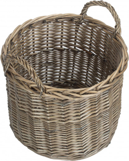 Medium Round Straight-Sided Wicker Log Basket