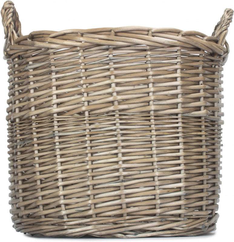 Medium Round Straight-Sided Wicker Log Basket