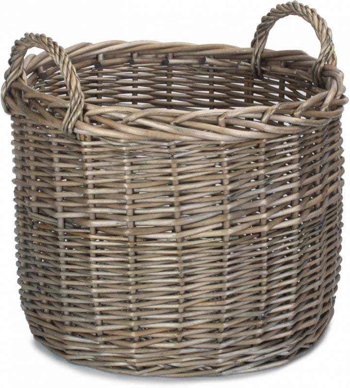 Large Round Straight-sided Wicker Log Basket