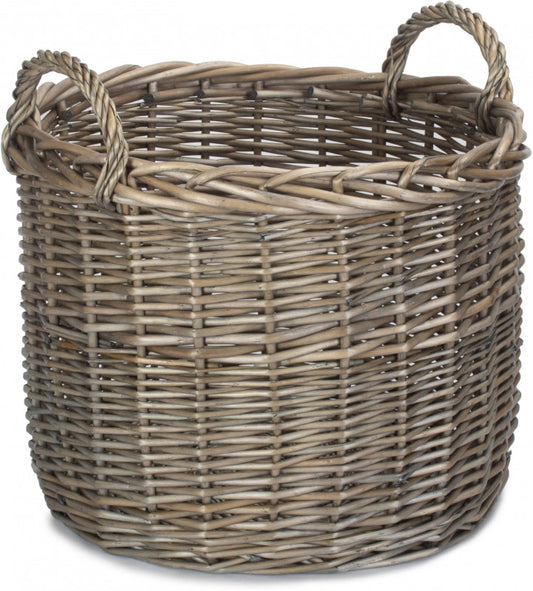 Large Round Straight-sided Wicker Log Basket