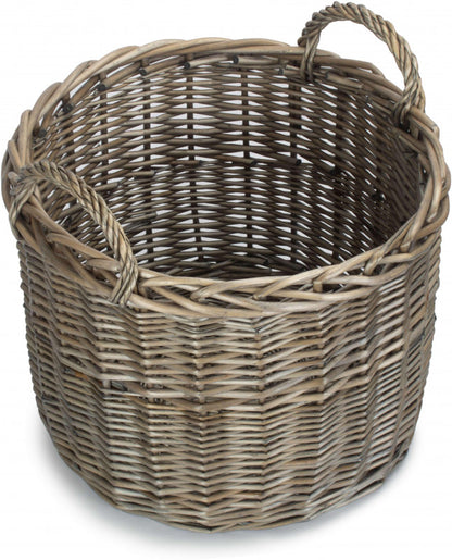 Large Round Straight-sided Wicker Log Basket