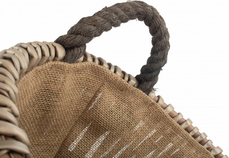 Small Round vertical Weave Grey Log Basket