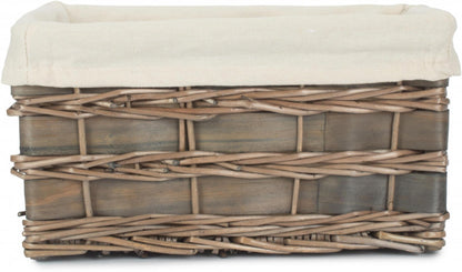 SMALL GREY SCANDI STORAGE BASKET with WHITE LINING