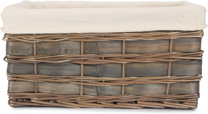 LARGE GREY SCANDI STORAGE BASKET with WHITE LINING