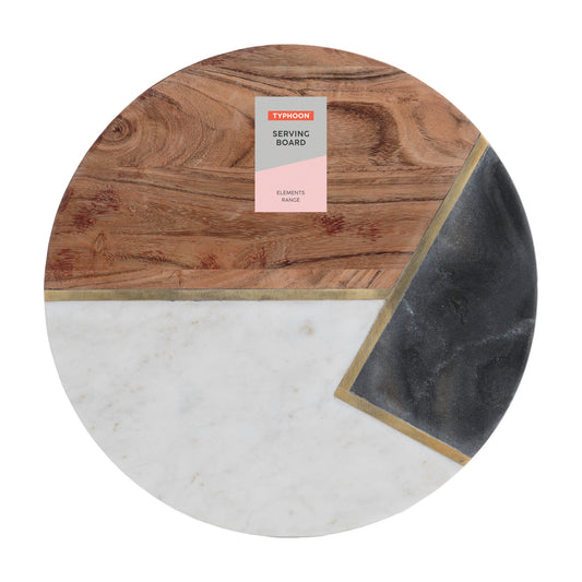 Typhoon Elements Marble/Acacia Round Serve Board