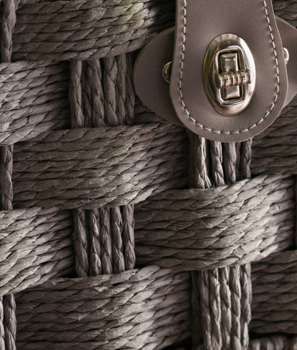 LARGE GREY PAPER ROPE HAMPER