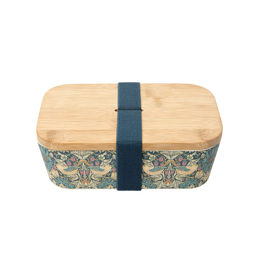 Morris & Co Strawberry Thief Bamboo Rectangular Lunch Box - Teal