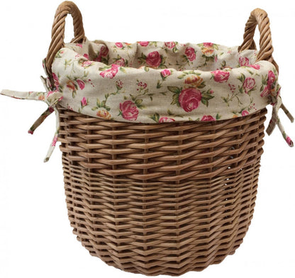 SMALL LIGHT STEAMED LINED LINEN BIN with GARDEN ROSE LINING