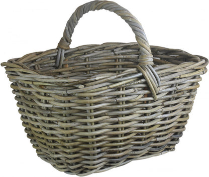 GREY RATTAN KINDLING BASKET