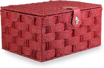 MEDIUM RED PAPER ROPE HAMPER