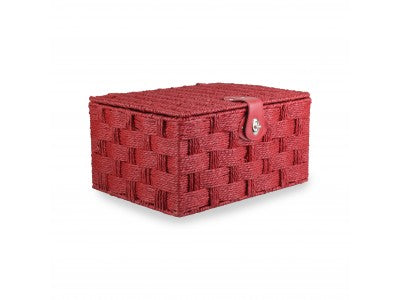 MEDIUM RED PAPER ROPE HAMPER