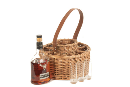 Round Whiskey Celebration Carrier with 8 glasses