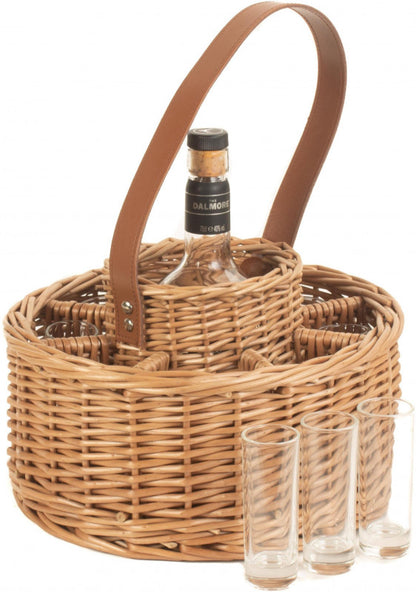 Round Whiskey Celebration Carrier with 8 glasses