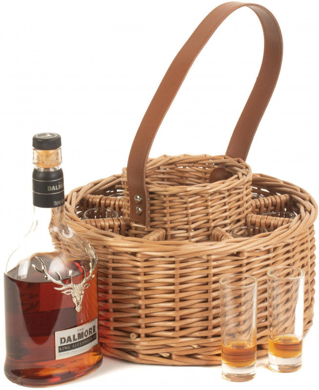 Round Whiskey Celebration Carrier with 8 glasses