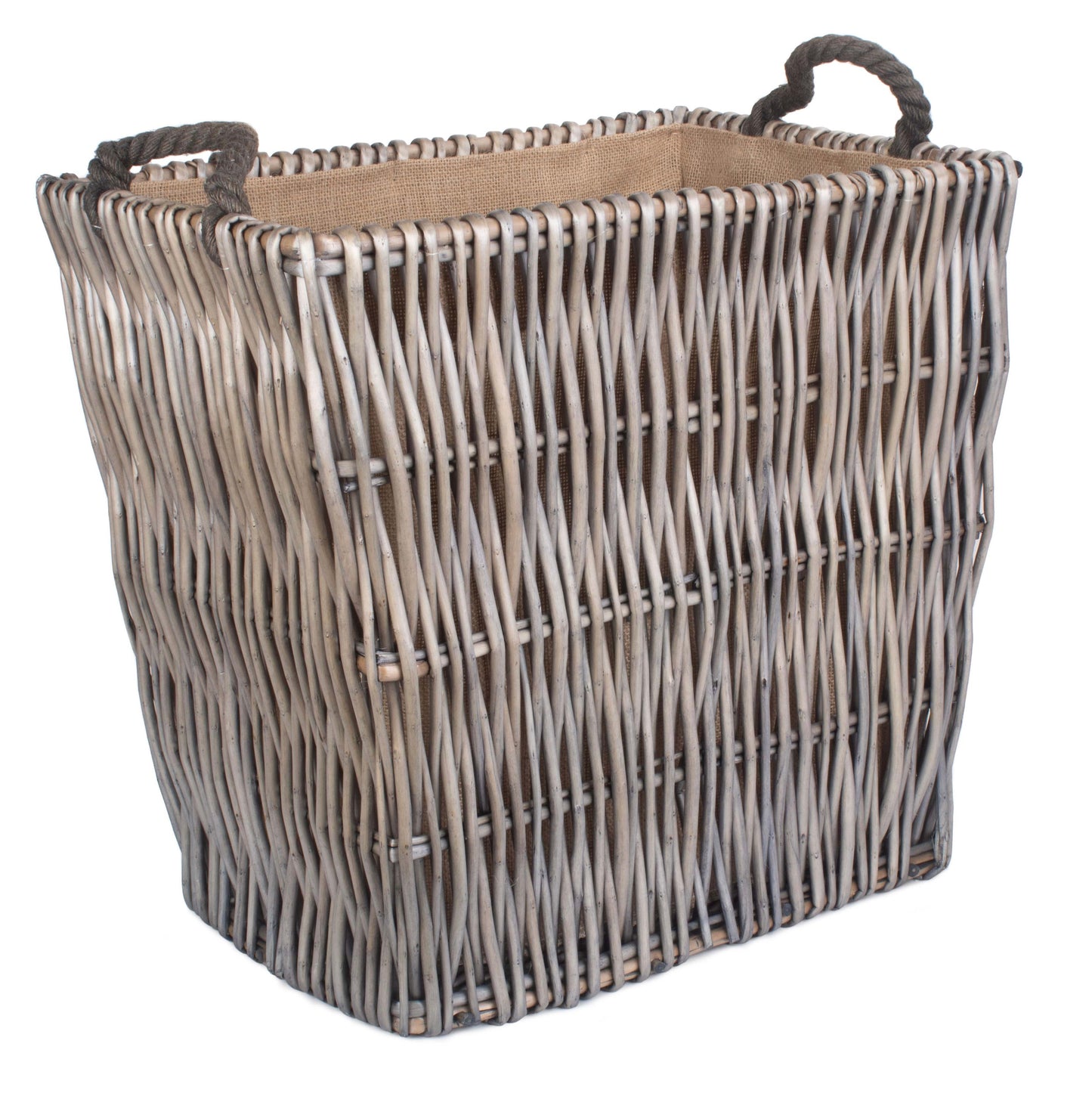 Vertical Weave Lined Rectangular Log Basket - Large