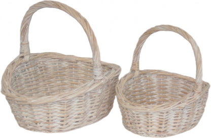 Child’s White Wash Shoppers - Set of 2 baskets