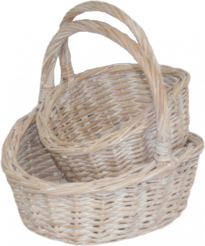 Child’s White Wash Shoppers - Set of 2 baskets