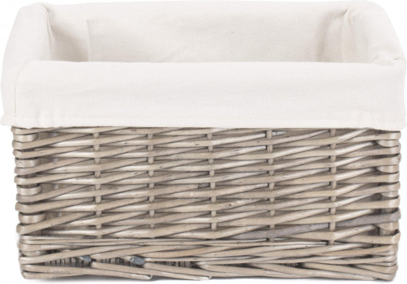 Small Antique Wash Storage Basket with White Lining