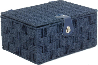 MEDIUM BLUE PAPER ROPE HAMPER