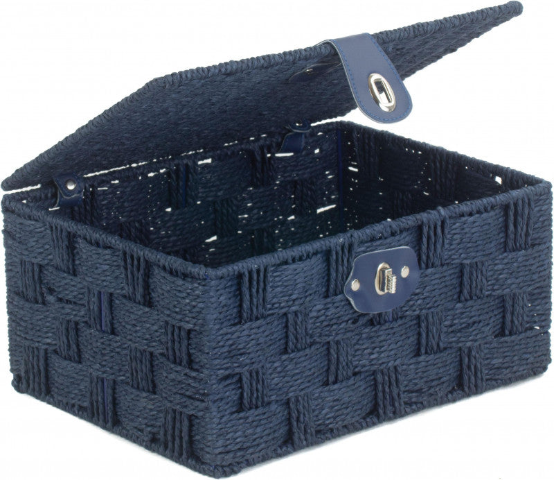 MEDIUM BLUE PAPER ROPE HAMPER