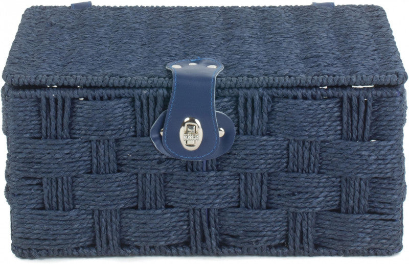 MEDIUM BLUE PAPER ROPE HAMPER