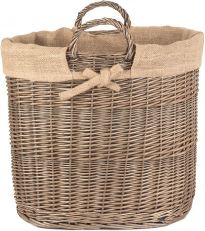 Oval Log basket with handles