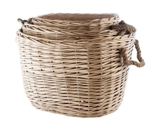 Oval Lined Log Baskets - Set of 3 (L014)
