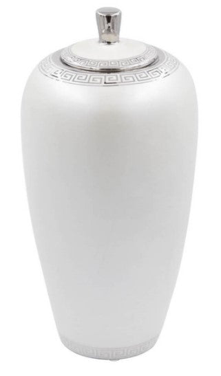 Chrome And Grey Tall Ginger Jar 30.5cm