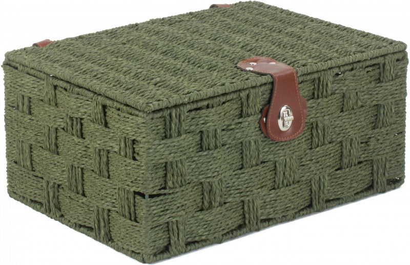 LARGE FOREST GREEN PAPER ROPE HAMPER