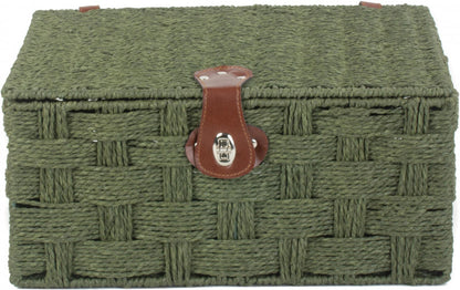 LARGE FOREST GREEN PAPER ROPE HAMPER