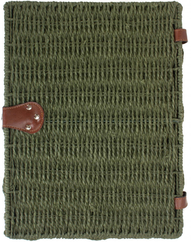 LARGE FOREST GREEN PAPER ROPE HAMPER