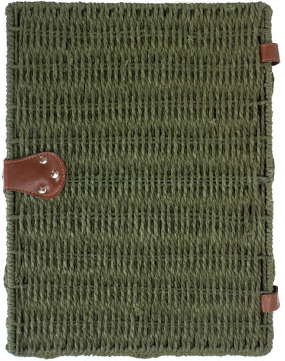 LARGE FOREST GREEN PAPER ROPE HAMPER