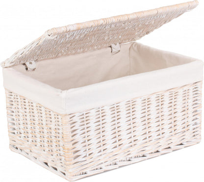 LARGE WHITE WASH LINED STORAGE HAMPER