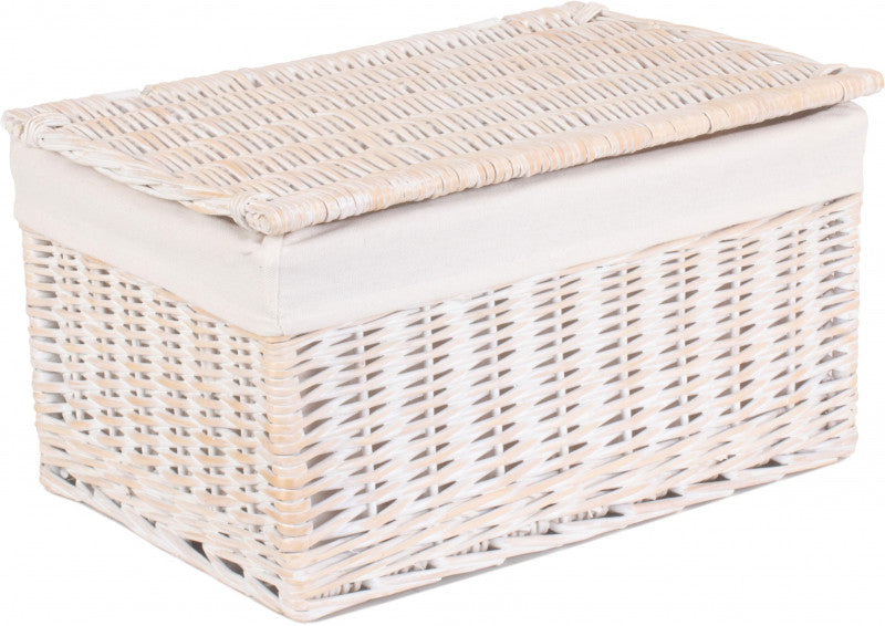 LARGE WHITE WASH LINED STORAGE HAMPER